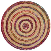 Jute Target Round Rug In Multi
