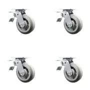 6 Inch Thermoplastic Rubber Caster Set with Ball Bearings and Total Lock Brakes