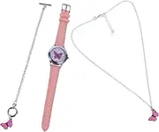 [BESTYASH] 1 Set of Lovely Wristwatch Bracelet Necklace Set Creative Girl Watch Butterflies Wristwatch