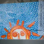 🌞草間彌生YAYOI KUSAMA手巾掛畫作品🌞〽️《生命無限，向著宇宙燃燒之時》🟠🟡🔴森美術館限量購入🔴🟠🟡