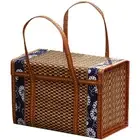 Picnic Woven Basket Wicker Storage Bag Handle Folded Fruit Shopping Food8725