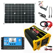 18W 12V Solar Panel Solar Power System Portable 4000W Power Inverter With 2 USB Ports 30A Solar Charge Controller LED Sc