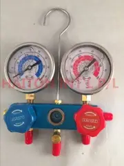 2 Valve Manifold with WK 3.5"/80mm Liquid Filled Gauges for R134A