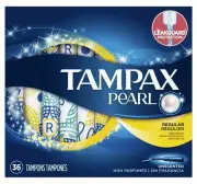 Tampax Pearl Plastic Tampons Regular Absorbency Leak Free Unscented 36ct 3 Pack