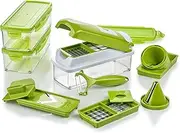 Genius Nicer Dicer Smart Julietti (16 Pieces) Vegetable Cutter Spiral Cutter Multifunctional Cutter Mandolin Chopper Manual for Cutting Dicing Slicing Peel Julienne