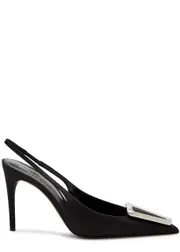 Saint Laurent Farida 85 Satin Slingback Pumps - Black 38 (IT38 / UK5)