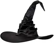 Women's Witch Hat – Wide Brim Pointed Cosplay Headwear, Ruched Gothic Wizard Hat for Halloween, Magic Party & Costume Accessory