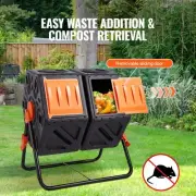 Dual Chamber Compost Bin 37 Gallon Tumbler Rotating Garden Waste Recycler