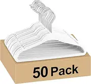 50 Pack Kids Hangers Velvet Clothes Hangers,Non Slip Baby Kids Coat Childrens Hangers for Shirts, Pants & Dresses w/Swivel Hook by H HOME-MART (White)