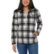 Women's O'Neill Half Zip Fleece Hoodie - Gray Plaid - Small - NWT - FREE SHIP