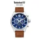 【Timberland】手錶 男錶 ASHMONT系列 兩地時間多功能腕錶 皮革錶帶-藍/深棕46mm(TBL.16062JYS/03)