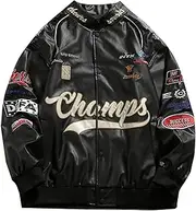 Vamtac Mens Varsity Baseball Jacket Bomber Coats Cotton Fur Jackets Streetwear with Pocket, 19-black, Small