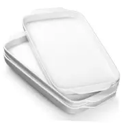Large Serving Platter with Handles, 16" x 9" Porcelain Serving Tray, White