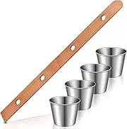 1 Set Shot Board Stainless Steel Shot Glass Set Person Drinking Ski Retro Vintage Rustic Wood Drinking Board for Party Barware Vessel for Wedding Celebration Bar (Wood)