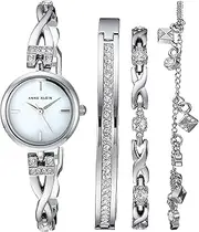 [Anne Klein] Women's Crystal Accented Watch and Bracelet Set