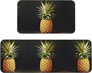 SKKNT Pineapple Painting Print Kitchen Floor Mat 2 Sets Non-Slip Rugs for Kitchen Laundry Office and Home Decor