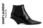 Saint Laurent Blaze 45 Pointed Toe Leather Wedge Ankle Boots sz US 8/IT 38 $1095