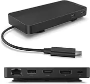 Lenovo USB-C Dual Display Travel Dock, 7 Ports, HDMI & DP Ports Support Dual Displays at 4K, Up to 100W PD Pass Through, Integrated USB-C Cable, Black