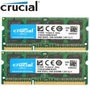 Crucial DDR3L 16GB 8GB 1600Mhz 2Rx8 PC3L-12800 1.35V SODIMM Memory Laptop 204pin