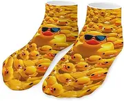 [QMNVBDS] Yellow Ducky With Sunglasses Socks Ankle Length Socks Casual Short Socks for Women Men Low Cut Sports Socks Running Socks No Show Socks Ankle Socks Athletic Socks Workout Socks, Style, One