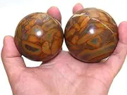 Beitmax 58-62mm Jasper Sphere Bamboo Leaf Pattern Gemstone Ball Polished Natural Mineral Collectible Balls for Reiki Healing Chakra Balancing Feng Shui Home Decor