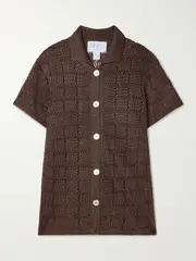 [Calle Del Mar] Calle Del Mar - Open-knit Shirt - Chocolate - small small Brown