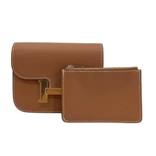 【Hermes】Mini Constance Slim 牛皮錢包/腰包(gold/金釦)