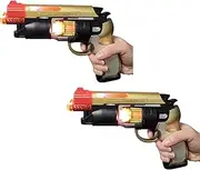 Large LED Light-Up Blaster with Sound (8.5) Adult Size Blade Runner Toy Pistol. Gold Silver and Black with Orange Tip. Batteries Included (2, Gold)