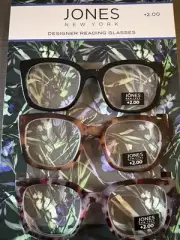 Jones New York 3 Reading Glasses BLACK,BROWN,MULTI-COLOR Readers +2.00 WOMEN'S