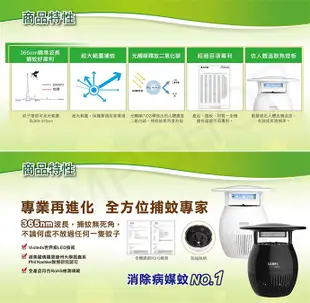 【聲寶SAMPO】家用型吸入式光觸媒UV捕蚊燈 ML-W031D (黑/白) (8.9折)