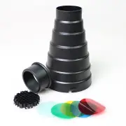 Flash Conical Snoot Light Control Kit fr Elinchrom w/ Honeycomb Color Gel Studio