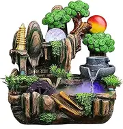 Creative Fountain, Simulation Tree Rockery Running Water Fountains, Multifunctional Tabletop Fountain with Atomization