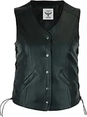 Women's Motorcycle Leather Vest With Longer Cut and Dual Gun Pockets Patch Friendly
