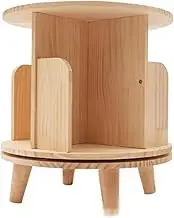 1 Tier Rotating Bookshelf Floor Standing Bookcase Storage Rack Adults Multi-Functional Bookshelf Wood Bookshelf Organizer