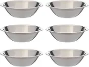 Set of 6-6 1/2 Inch Wide Stainless Steel Flat Rim Flat Base Mixing Bowl