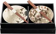 Omotenashi Igazakura Donburi Bowls & Chopsticks Set of 2 - Mino Ware Made in Japan