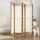 Folding 4-Panel Room Divider 160 cm Bamboo and Canvas vidaXL