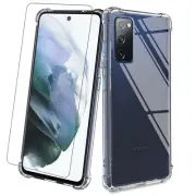 For Samsung Galaxy S20 FE 5G S20 Ultra Plus Clear Case Cover with Tempered Glass