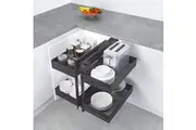 Elite Nero Show Hand Magic Corner II Pull Out Kitchen Storage - Fits 900mm Blind Corner