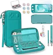 Younik Switch Lite Case, Turquoise Accessories NS Switch Lite 14 in 1, Switch Lite Carrying Case, Game Card Case, 2 Screen Protectors, 6 Thumb Grips, Pendant