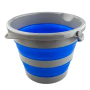 KINGS Portable Collapsible Folding Bucket 10 L Hiking Camping Travelling Fishing Blue Grey