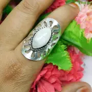 Moonstone Ring Size 8 Gemstone 925 Sterling Silver Handmade Jewelry