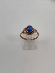 Handmade ~ Copper Wire Wrap ~ Glass Bead Ring ~ Size 8 #126