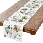 Spring Table Runner, Floral Leaves Runner Seasonal Spring Kitchen Dining Table