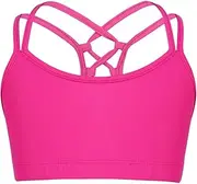[Jhaoyu] Girls Straps Crisscross Back Dance Crop Top Basic Yoga Running Sports Bra Dancewear