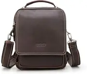 [CONTACTS] Genuine Leather Small Messenger Bag for Men Travel Crossbody Bag iPad Shoulder Bag for Work School Handbag