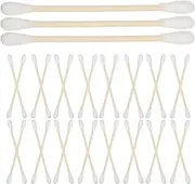 Hohopeti 100 Pcs Sterilized Cotton Buds Organic Cotton Blend for Makeup Ear Cleaning Dual-ended Cleaning Swabs for Detailing Gentle on Skin Travel Size
