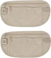 [DODAMOUR] Travel Money Belt Under Clothes, Hidden Fanny Pack Slim Waist Pack with Zipper, Travel Belt Wallet for Passport, Cash, Money, Credit Card (Khaki), khaki