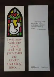 "I WILL PRAY WITH THE SPIRIT... " BOOKMARK WITH SCRIPTURE - Lot of 5