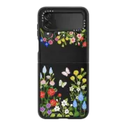 Galaxy Z Flip4 Impact Hinge Case floral garden and butterflies by Skylar Kim